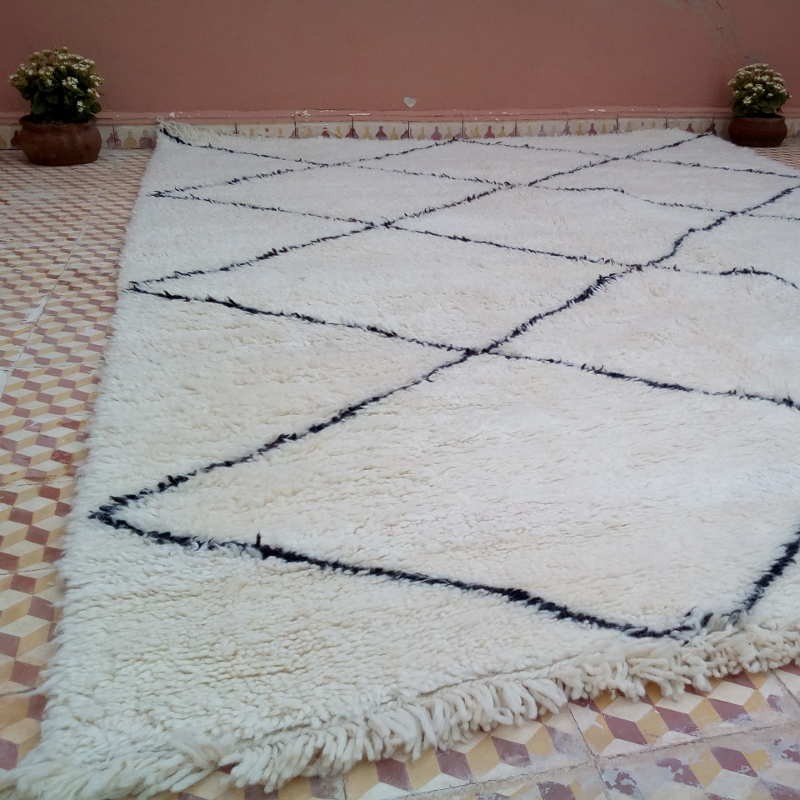 Tapis Beni Ouarain Damier Terre de Marrakech - Casa blanca